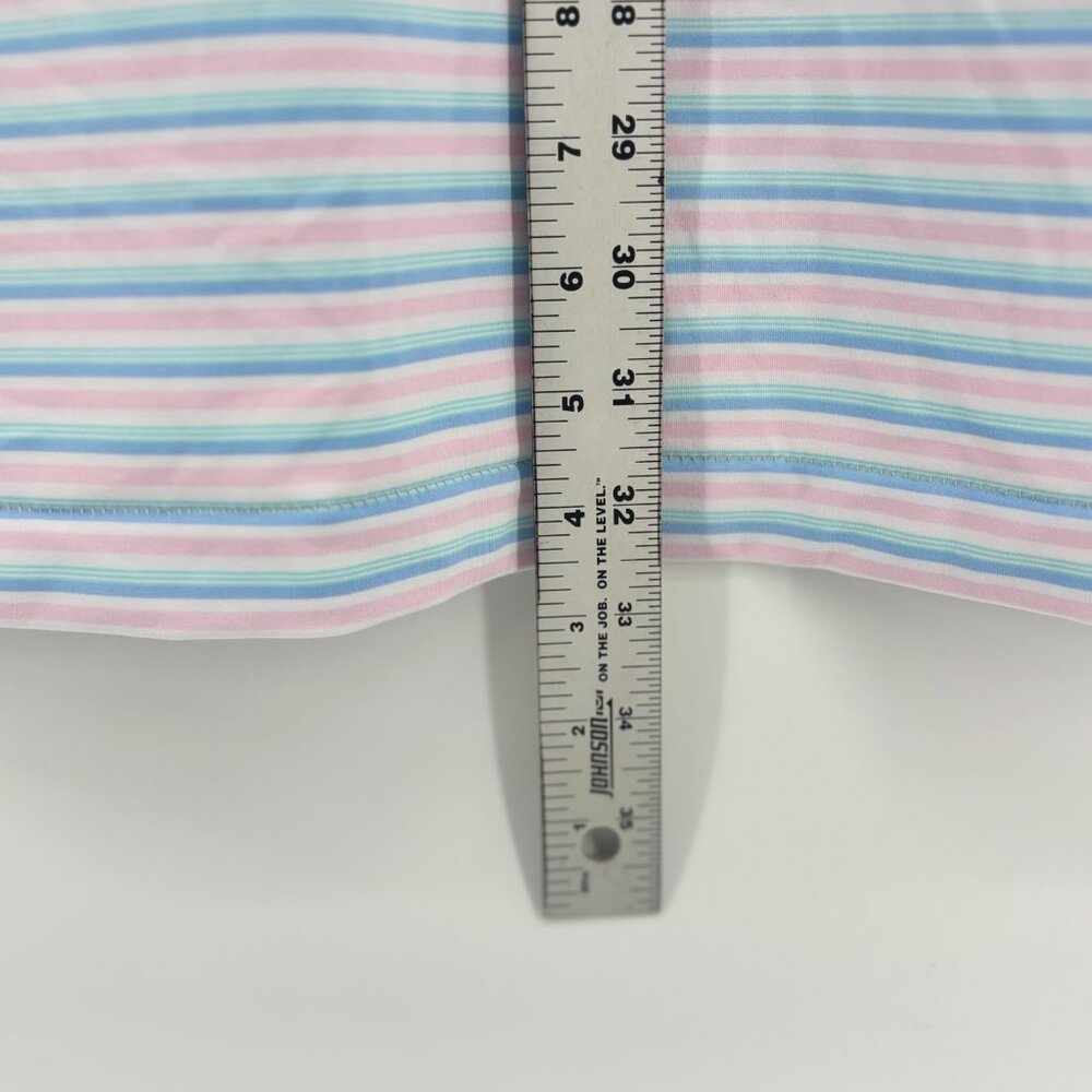 Peter Millar Mens Blue/Pink Striped Logo Summer Comfort SS Performance Polo XL - Picture 5 of 9
